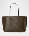 Tory Burch Perry Coated Canvas Tote Bag In Brown