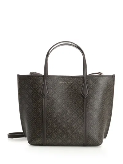 Tory Burch Perry Coated Canvas Tote Shoulder Bags Beige