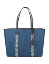 TORY BURCH PERRY DENIM TRIPLE-COMPARTMENT TOTE