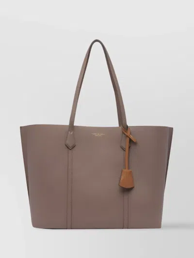 Tory Burch Perry Double T Leather Tote In Brown