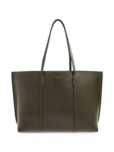 Tory Burch Perry Grainy Leather Tote Bag In Green