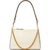 Tory Burch Perry Zip Leather Shoulder Bag In Light Cream