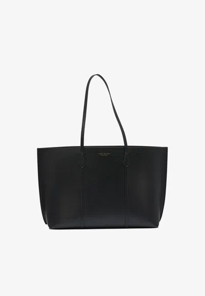 Tory Burch Perry Leather Tote Bag In Black