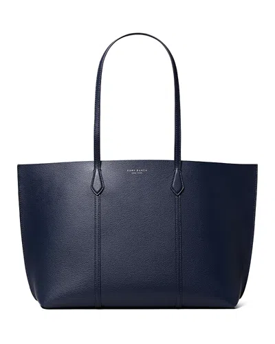 Tory Burch Perry Leather Tote In Blue