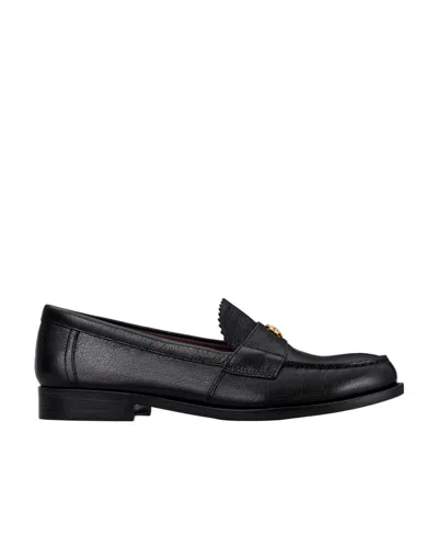 TORY BURCH TORY BURCH DOUBLE T LOGO PLAQUE ROUND-TOE LOAFERS