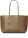 Tory Burch Perry Triple Compartment Leather Tote In Gray