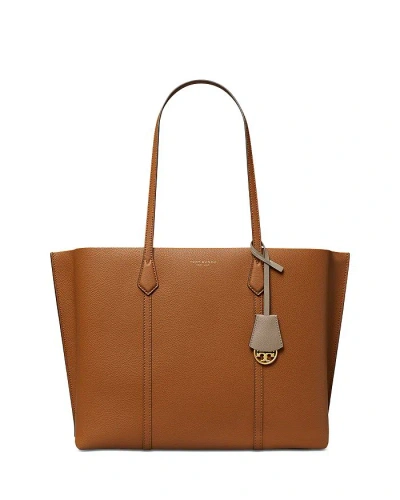 Tory Burch Perry Medium Leather Tote In Light Umber/gold