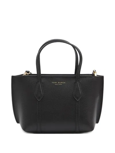 Tory Burch Perry Mini Leather Tote In Black