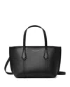 Tory Burch Black Leather Mini Perry Handbag In Black