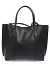 Tory Burch Perry Pebbled Leather Tote In Black