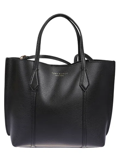 Tory Burch Perry Pebbled Leather Tote In Black