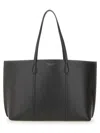 Tory Burch Perry Tote Bag In Textured Black Leather In Black