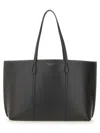 Tory Burch Perry Tote Bag In Textured Black Leather In Black