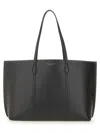 Tory Burch Black Cow Leather Cotton Shoulder Bag In Black