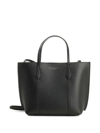 Tory Burch Perry Small Grained Leather Tote Bag In Black