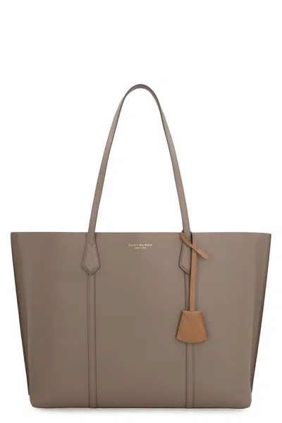 Tory Burch Perry Smooth Leather Tote Bag In Turtledove