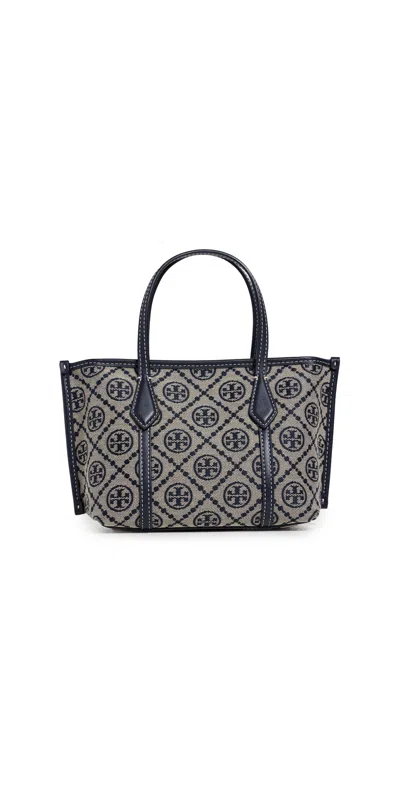 Tory Burch Perry T Monogram Mini Tote Tory Navy In Blue
