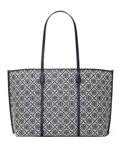 Tory Burch Perry T Monogram Tote In Blue