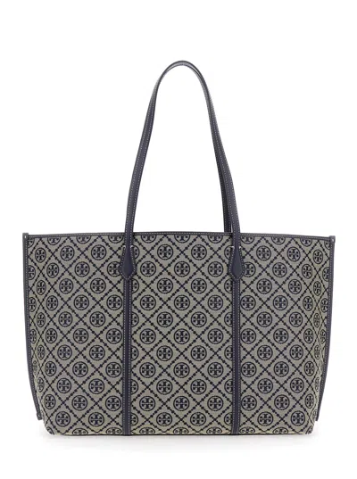 Tory Burch Perry T Monogram Tote In ["blue"]