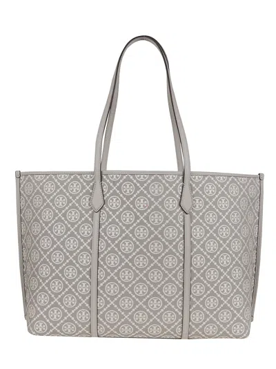 Tory Burch Perry T Monogram Tote In Gray