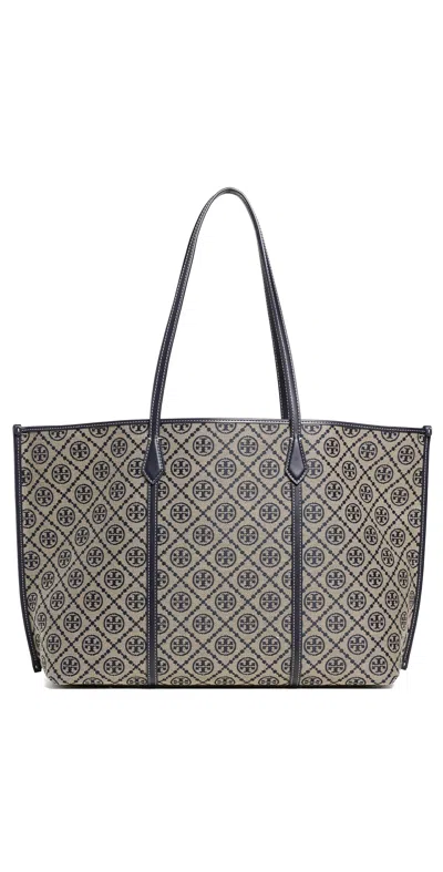 Tory Burch Geometric Patterned Shopper Bag With Sturdy Handles In Gray