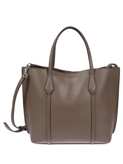 Tory Burch Perry Textured Leather Handbag In Gray