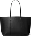 Tory Burch Black Cow Leather Cotton Shoulder Bag In Black