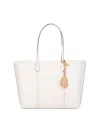 Tory Burch Perry Medium Leather Tote In Crema
