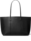 Tory Burch Black Cow Leather Cotton Shoulder Bag In Black