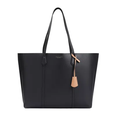 Tory Burch Black Leather Perry Triple-compartment Tote Bag