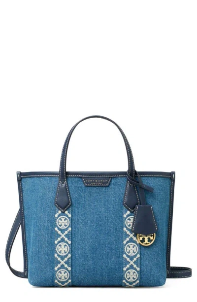TORY BURCH PERRY TRIPLE COMPARTMENT DENIM TOTE