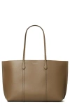 Tory Burch Perry Triple Compartment Leather Tote In Brown