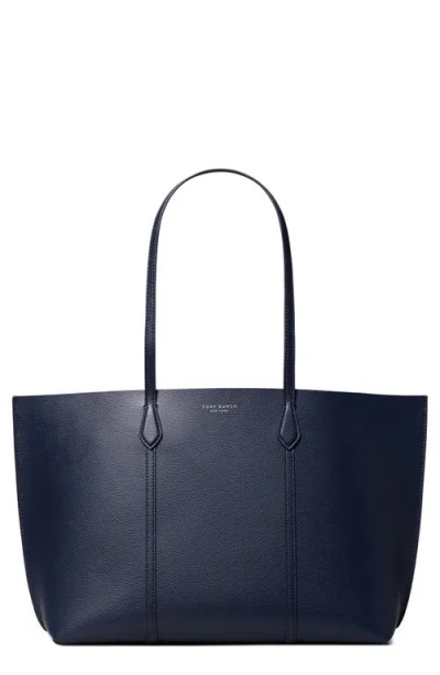 Tory Burch Perry Triple Compartment Leather Tote In Blue