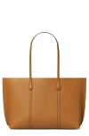 Tory Burch Perry Triple Compartment Leather Tote In Brown