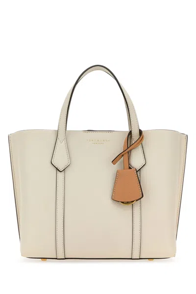 Tory Burch Perry Small Triple-compartment Leather Tote Bag In White
