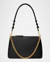 Tory Burch Perry Zip Leather Shoulder Bag In Black