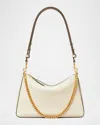 Tory Burch Perry Zip Leather Shoulder Bag In Light Cream
