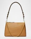 Tory Burch Perry Zip Leather Shoulder Bag In Tiramisu