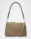 Tory Burch Perry Zip Leather Shoulder Bag In Wild Mushroom