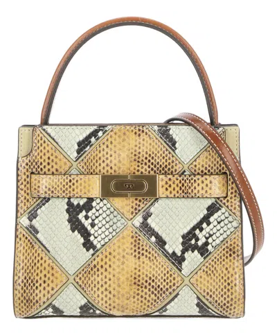 Tory Burch Diamond Exotic Lee Radziwill Double Tote Bag In Beige
