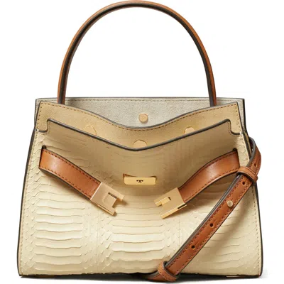 Tory Burch Petite Lee Radziwill Genuine Snake Satchel In White