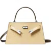 Tory Burch Petite Lee Radziwill Leather Double Bag In Light Camel