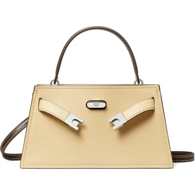 Tory Burch Petite Lee Radziwill Leather Double Bag In Light Camel