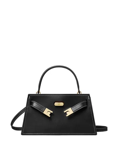 Tory Burch Petite Lee Radziwill Leather Tote In Black