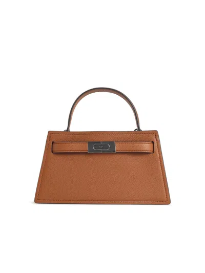 Tory Burch 'petite Lee Radziwill' Mini Bag In Brown Lear