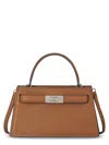 Tory Burch Petite Lee Radziwill Pebbled Handbag With Structured Silhouette In Brown