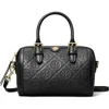 Tory Burch Petite T Monogram Leather Barrel Bag In Black
