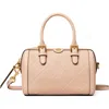 Tory Burch Petite T Monogram Leather Barrel Bag In Blush