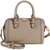 Tory Burch Petite T Monogram Leather Barrel Bag In Fresh Clay