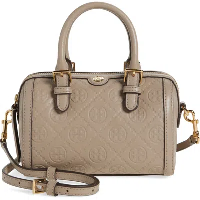 Tory Burch Petite T Monogram Leather Barrel Bag In Fresh Clay
